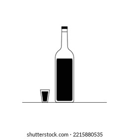 Wine bottle with wine glass icon isolated on a white background. Vector illustration.