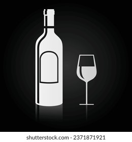 Wine bottle with wine glass icon isolated on white background. Vector illustration.