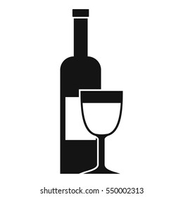 Wine bottle and glass icon. Simple illustration of wine bottle and glass vector icon for web