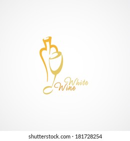 A wine bottle and a glass icon. Vector illustration.