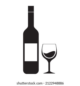 wine bottle glass icon vector on white background