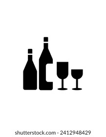 wine bottle with glass icon, vector best flat icon.