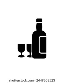 wine bottle with glass icon, vector best flat icon.