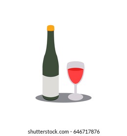 Wine Bottle and Glass Icon vector illustration