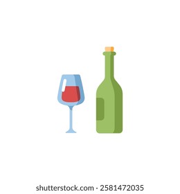 Wine bottle and glass illustration Vector