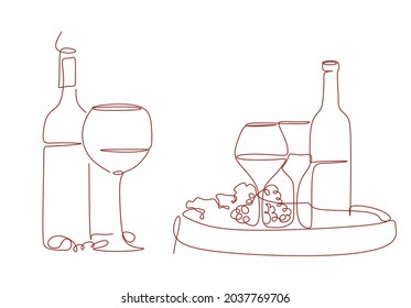 Wine bottle and glass line