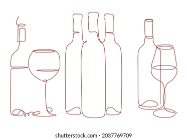 Wine bottle and glass line