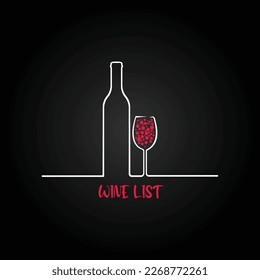 Wine bottle glass list design menu background