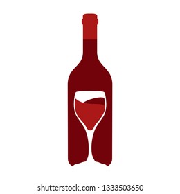 Wine bottle and glass logo
