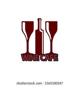 Wine bottle and glass logo design template vector illustration
