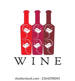 Wine bottle and glass logo design icon