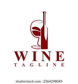 Wine bottle and glass logo design icon