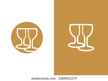 wine bottle and glass logo design, concept for bar menu, party, drink symbol vector illustration.