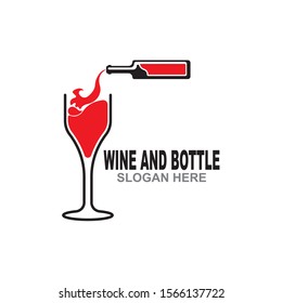 Wine bottle and glass logo symbol template vector illustration 
