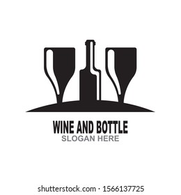 Wine bottle and glass logo symbol template vector illustration 
