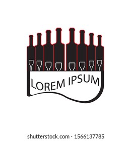 Wine bottle and glass logo symbol template vector illustration 
