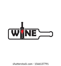 Wine bottle and glass logo symbol template vector illustration 
