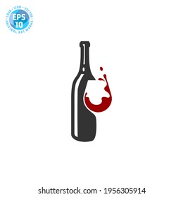 Wine bottle and glass logo vector