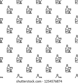 Wine bottle and glass pattern seamless vector repeat for any web design