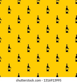 Wine bottle and glass pattern seamless vector repeat geometric yellow for any design