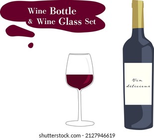Wine bottle and wine glass set