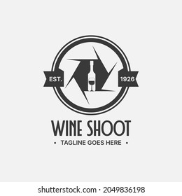 Wine Bottle, Glass And Shoot. Vector Logo Concept For Wine Shop, Company, Bar And Website. Vector EPS 10