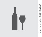 Wine bottle and wine glass silhouette isolated on white background. Vector icon or sign.
