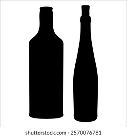 Wine Bottle and Glass Silhouette vector illustration