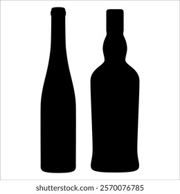 Wine Bottle and Glass Silhouette vector illustration