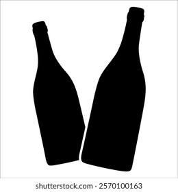 Wine Bottle and Glass Silhouette vector illustration