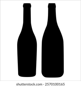 Wine Bottle and Glass Silhouette vector illustration