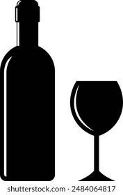  botella de vino y símbolo de vidrio Vector