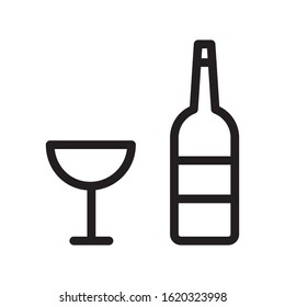 Wine bottle glass thin line glyph flat vector icon for logo, website and mobile application user interface material, and line button. Simple wine bottle icon vector illustration.