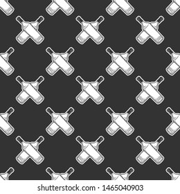 Wine bottle, glass. Vector in doodle and sketch style. Isolated on dark background, seamless pattern
