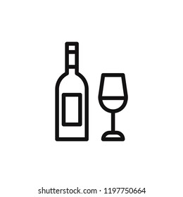Wine bottle with wine glass vector icon