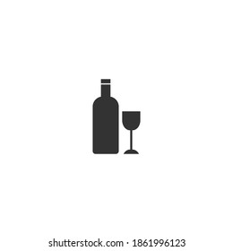 Wine bottle and glass vector icon