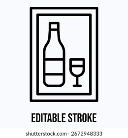 Botella de vino y Vector de vidrio, Vector aislado icono de estilo lineal,