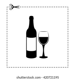 wine bottle and wine glass vector icon