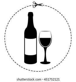 wine bottle and wine glass vector icon