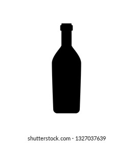 Wine bottle and glass. Vector Illustration. 