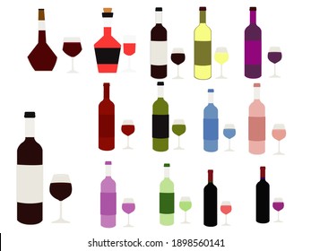 Ilustración del vector de vidrio de botella de vino