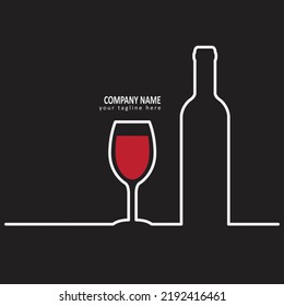wine bottle glass vector in line art style