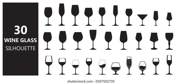 wine bottle and glass vector set