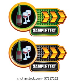 botella de vino y gafas flechas de oro placas de nombres
