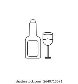 wine bottle and glasses, isolated on a background of transparency