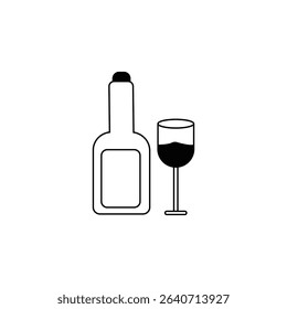 wine bottle and glasses, isolated on a background of transparency