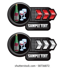 wine bottle and glasses red and white arrow nameplates