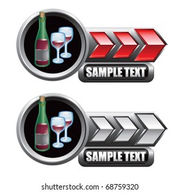wine bottle and glasses red and white arrow nameplates