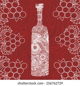 Wine bottle and glasses vector illustration