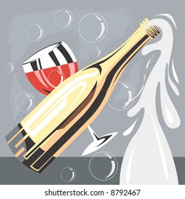 wine bottle and goblet	
